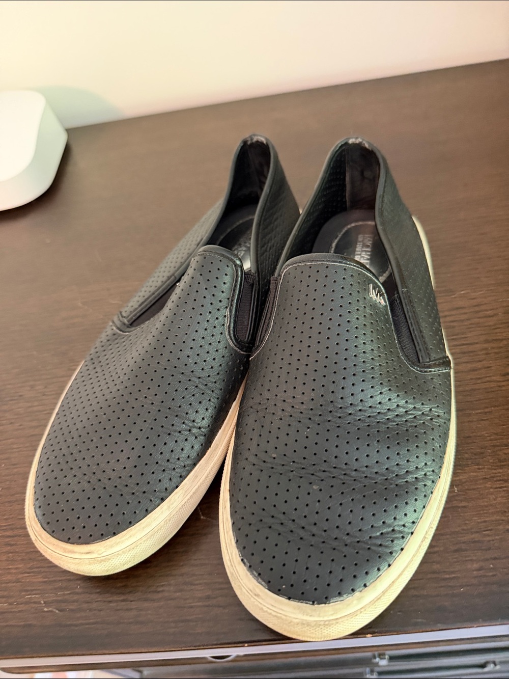 Michael Kors Black Perforated Slip-On Loafers